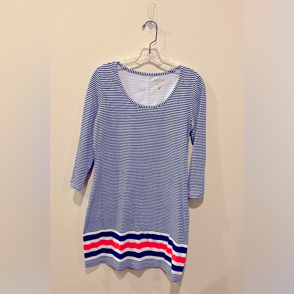 Lilly Pulitzer Beacon Navy White Orange Striped Dress